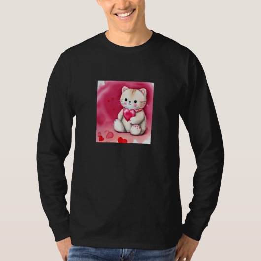 Valentine's Day Love Heart Cat Teddy Girlfriend Fi T-shirt (Voorkant)