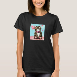 Valentine's Day Love Heart Cat Teddy Girlfriend Fi T-shirt