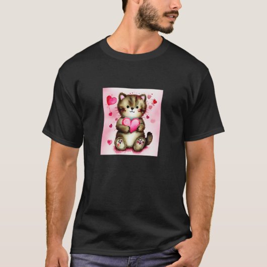 Valentine's Day Love Heart Cat Teddy Girlfriend Fi T-shirt (Voorkant)