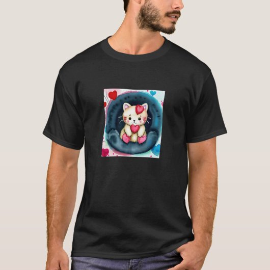 Valentine's Day Love Heart Cat Teddy Girlfriend Fi T-shirt (Voorkant)