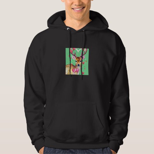 Valentine's Day Love Heart Cute Deer Girlfriend Fi Hoodie (Voorkant)