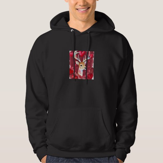 Valentine's Day Love Heart Cute Deer Girlfriend Fi Hoodie (Voorkant)