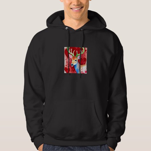 Valentine's Day Love Heart Cute Deer Girlfriend Fi Hoodie (Voorkant)