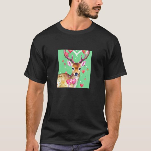 Valentine's Day Love Heart Cute Deer Girlfriend Fi T-shirt (Voorkant)