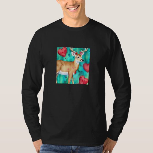 Valentine's Day Love Heart Cute Deer Girlfriend Fi T-shirt (Voorkant)