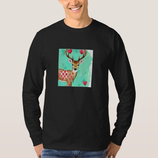 Valentine's Day Love Heart Cute Deer Girlfriend Fi T-shirt (Voorkant)