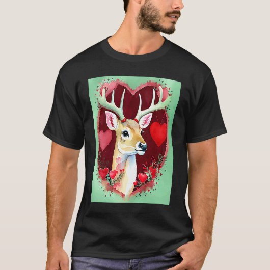 Valentine's Day Love Heart Cute Deer Girlfriend Fi T-shirt (Voorkant)