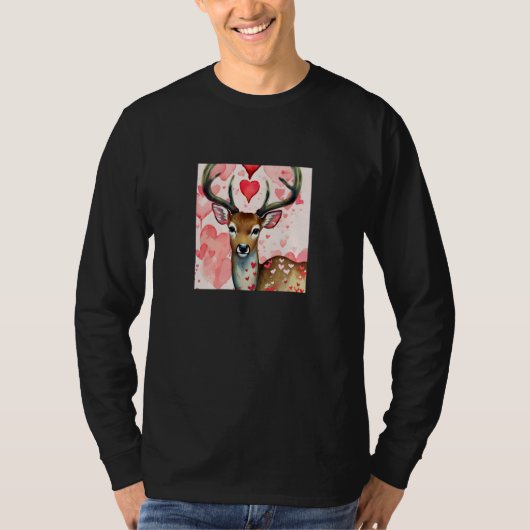 Valentine's Day Love Heart Cute Deer Girlfriend Fi T-shirt (Voorkant)