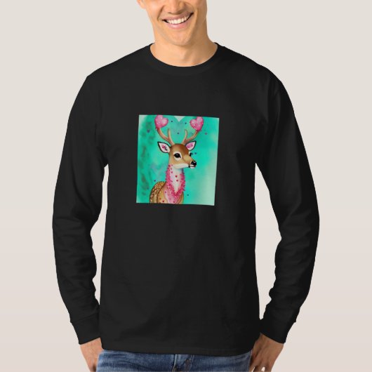 Valentine's Day Love Heart Cute Deer Girlfriend Fi T-shirt (Voorkant)