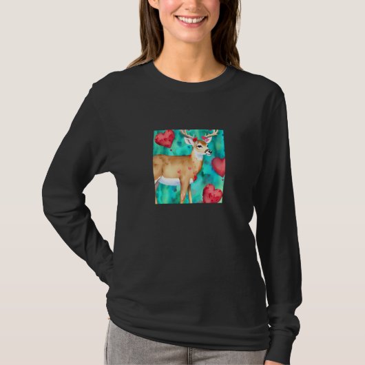 Valentine's Day Love Heart Cute Deer Girlfriend Fi T-shirt (Voorkant)