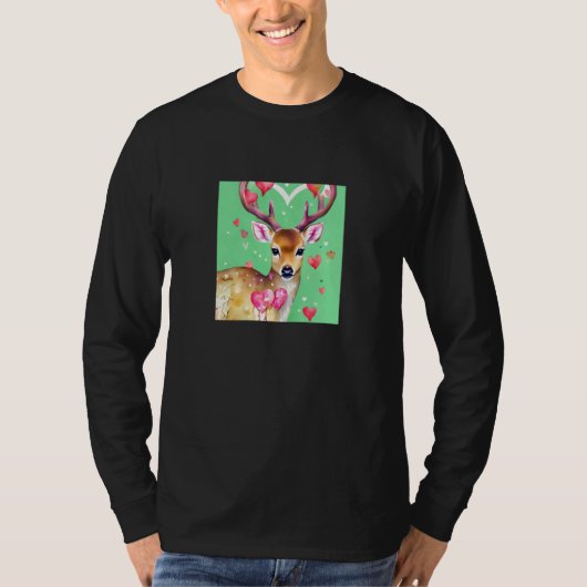 Valentine's Day Love Heart Cute Deer Girlfriend Fi T-shirt (Voorkant)