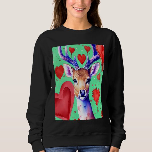 Valentine's Day Love Heart Cute Deer Girlfriend Fi Trui (Voorkant)