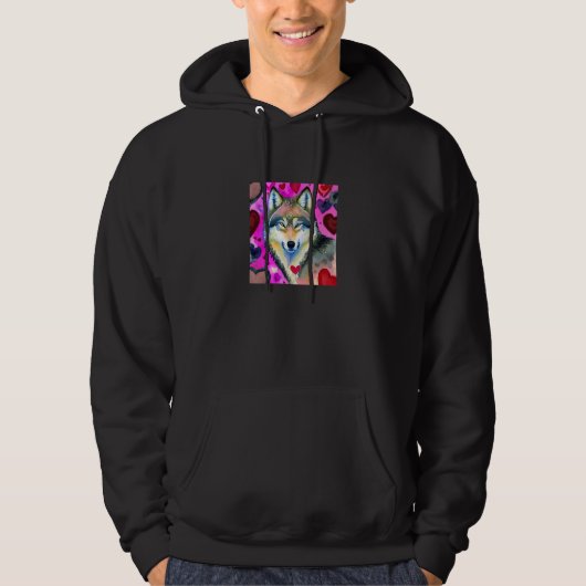 Valentine's Day Love Heart Cute Wolf Girlfriend Fi Hoodie (Voorkant)