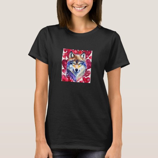 Valentine's Day Love Heart Cute Wolf Girlfriend Fi T-shirt (Voorkant)