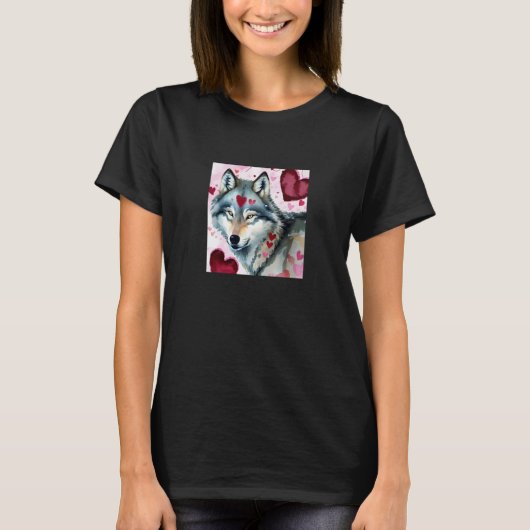 Valentine's Day Love Heart Cute Wolf Girlfriend Fi T-shirt (Voorkant)