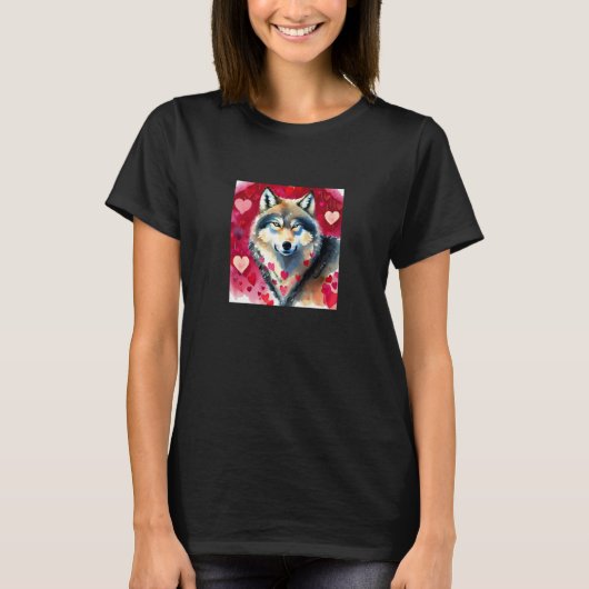 Valentine's Day Love Heart Cute Wolf Girlfriend Fi T-shirt (Voorkant)