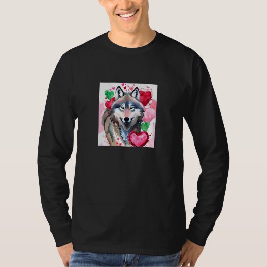 Valentine's Day Love Heart Cute Wolf Girlfriend Fi T-shirt (Voorkant)
