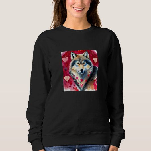 Valentine's Day Love Heart Cute Wolf Girlfriend Fi Trui (Voorkant)