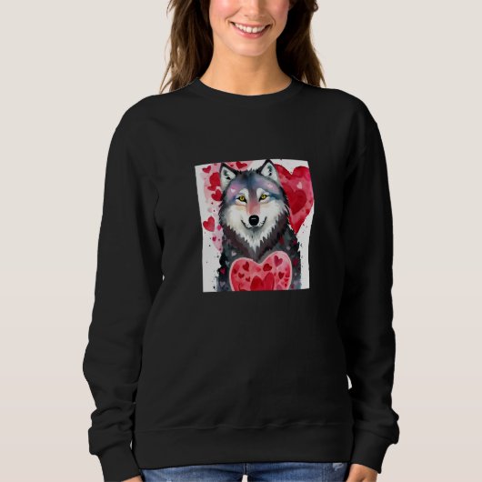 Valentine's Day Love Heart Cute Wolf Girlfriend Fi Trui (Voorkant)