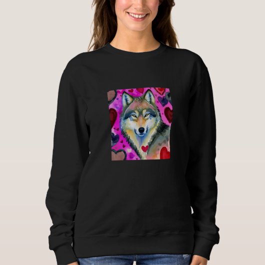 Valentine's Day Love Heart Cute Wolf Girlfriend Fi Trui (Voorkant)