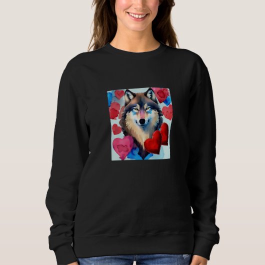 Valentine's Day Love Heart Cute Wolf Girlfriend Fi Trui (Voorkant)