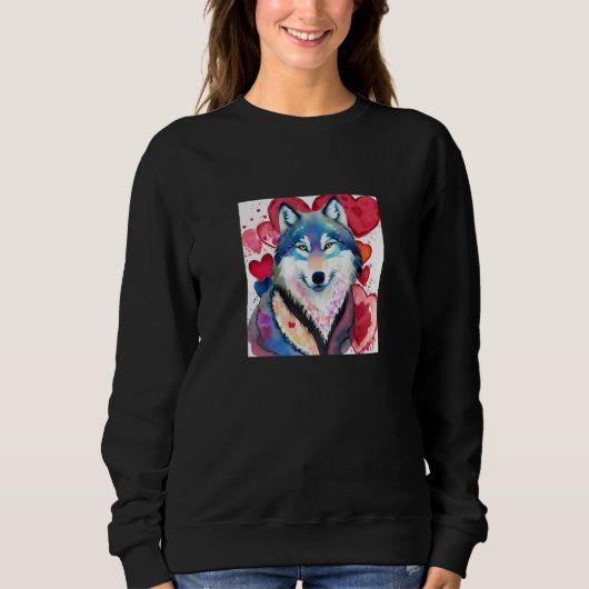 Valentine's Day Love Heart Cute Wolf Girlfriend Fi Trui (Voorkant)