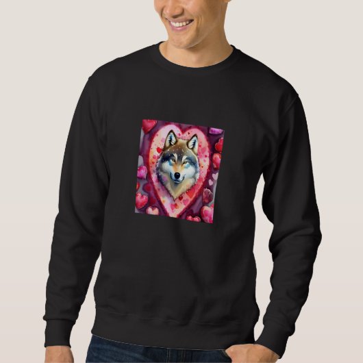 Valentine's Day Love Heart Cute Wolf Girlfriend Fi Trui (Voorkant)