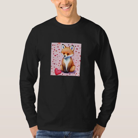 Valentine's Day Love Heart Fox Teddy Girlfriend Fi T-shirt (Voorkant)