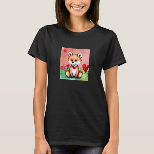 Valentine's Day Love Heart Fox Teddy Girlfriend Fi T-shirt (Voorkant)