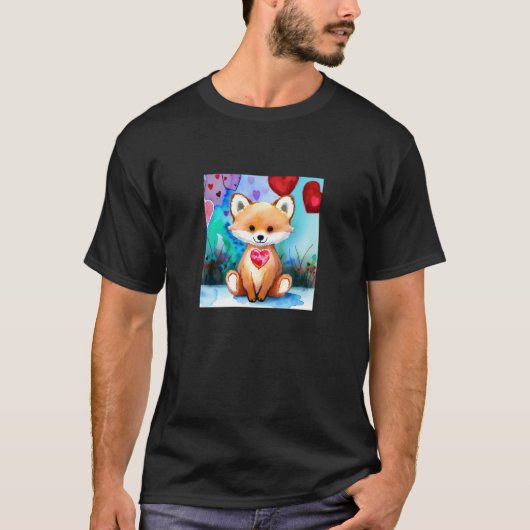Valentine's Day Love Heart Fox Teddy Girlfriend Fi T-shirt (Voorkant)