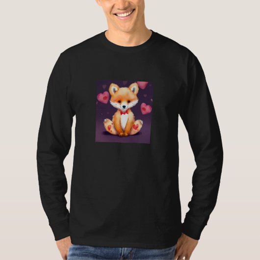 Valentine's Day Love Heart Fox Teddy Girlfriend Fi T-shirt (Voorkant)