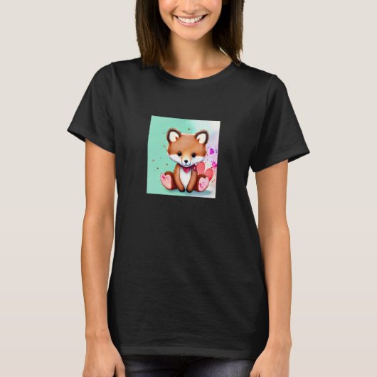 Valentine's Day Love Heart Fox Teddy Girlfriend Fi T-shirt (Voorkant)