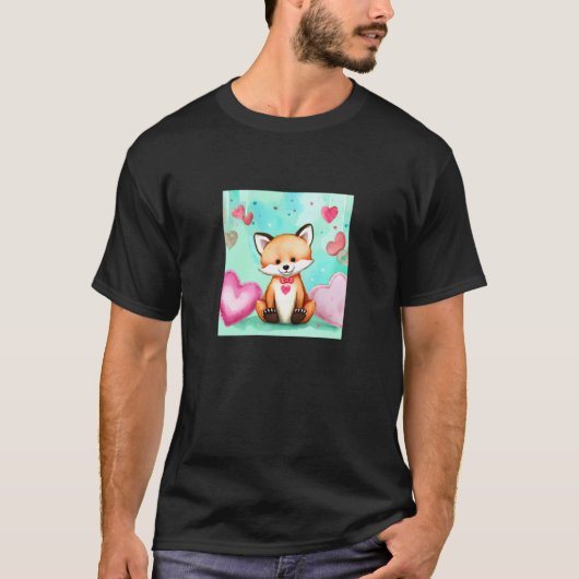 Valentine's Day Love Heart Fox Teddy Girlfriend Fi T-shirt (Voorkant)