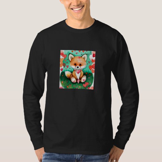 Valentine's Day Love Heart Fox Teddy Girlfriend Fi T-shirt (Voorkant)