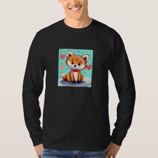 Valentine's Day Love Heart Fox Teddy Girlfriend Fi T-shirt (Voorkant)