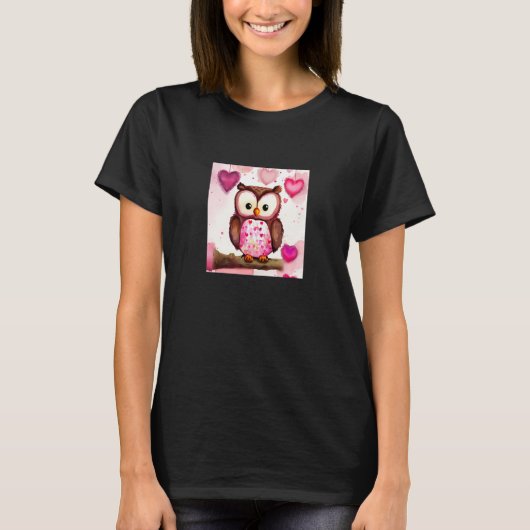Valentine's Day Love Heart Owl Teddy Girlfriend Fi T-shirt (Voorkant)
