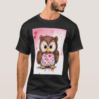 Valentine's Day Love Heart Owl Teddy Girlfriend Fi T-shirt