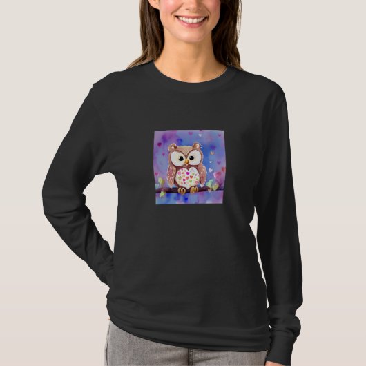 Valentine's Day Love Heart Owl Teddy Girlfriend Fi T-shirt (Voorkant)