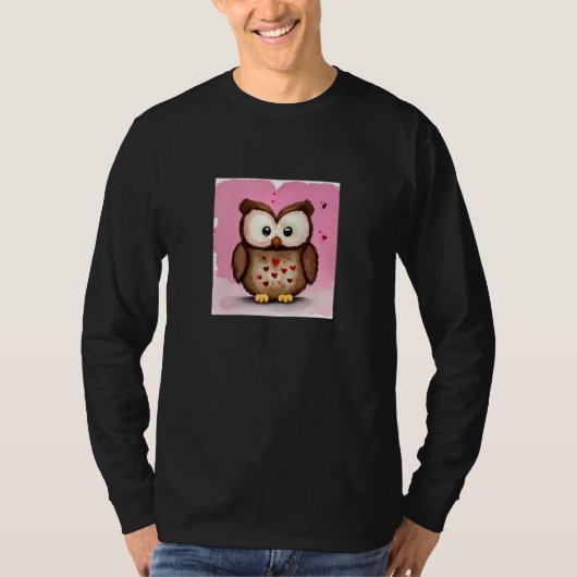 Valentine's Day Love Heart Owl Teddy Girlfriend Fi T-shirt (Voorkant)