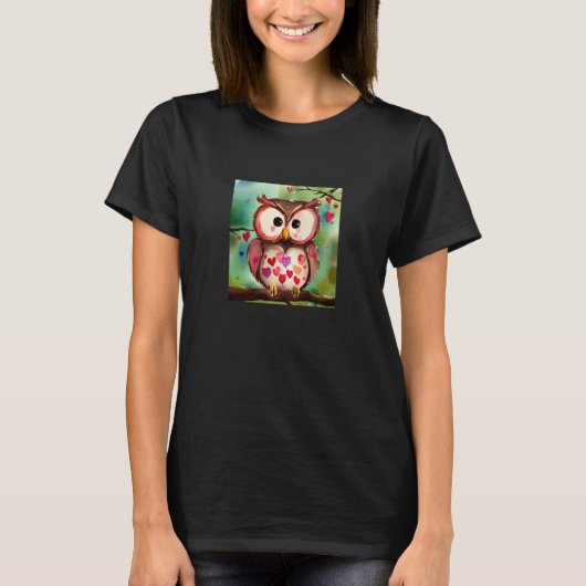 Valentine's Day Love Heart Owl Teddy Girlfriend Fi T-shirt (Voorkant)