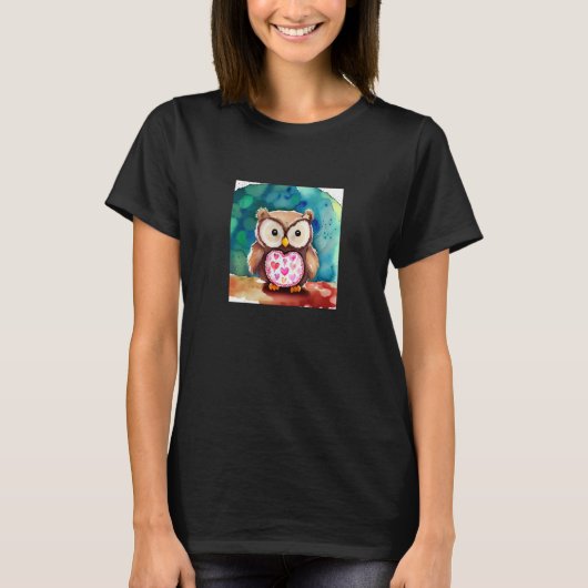Valentine's Day Love Heart Owl Teddy Girlfriend Fi T-shirt (Voorkant)