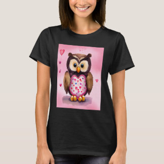 Valentine's Day Love Heart Owl Teddy Girlfriend Fi T-shirt