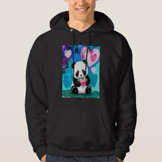 Valentine's Day Love Heart Panda Girlfriend Fiancé Hoodie (Voorkant)