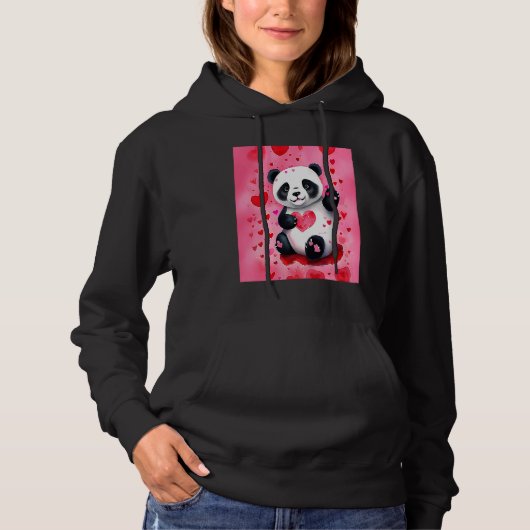 Valentine's Day Love Heart Panda Girlfriend Fiancé Hoodie (Voorkant)