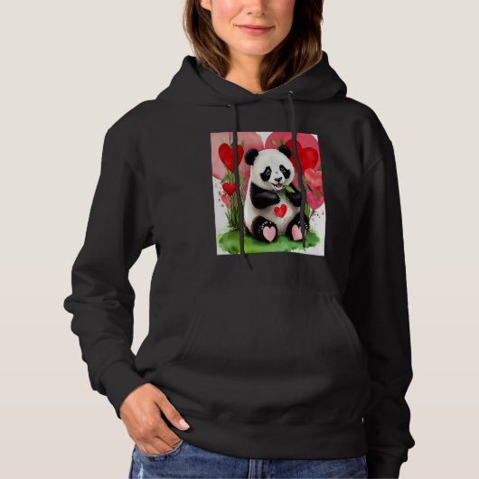 Valentine's Day Love Heart Panda Girlfriend Fiancé Hoodie (Voorkant)