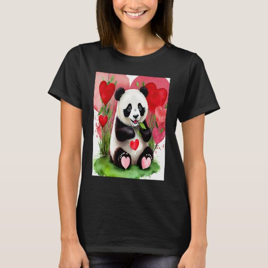Valentine's Day Love Heart Panda Girlfriend Fiancé T-shirt (Voorkant)