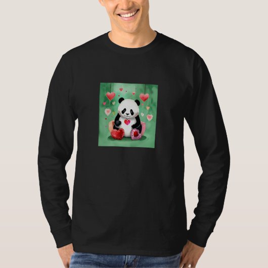 Valentine's Day Love Heart Panda Girlfriend Fiancé T-shirt (Voorkant)
