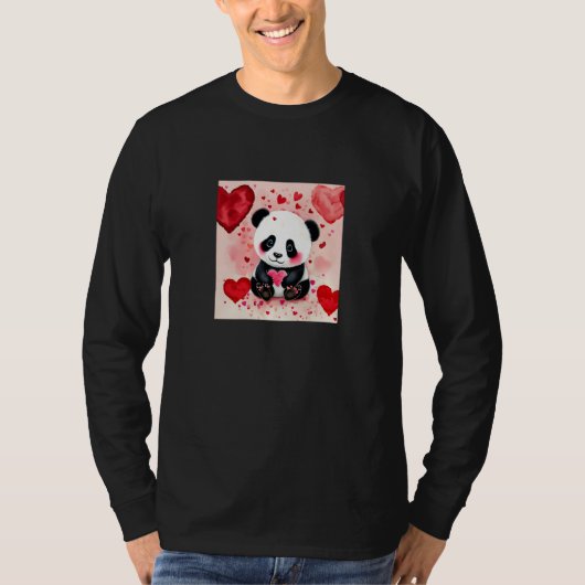 Valentine's Day Love Heart Panda Girlfriend Fiancé T-shirt (Voorkant)