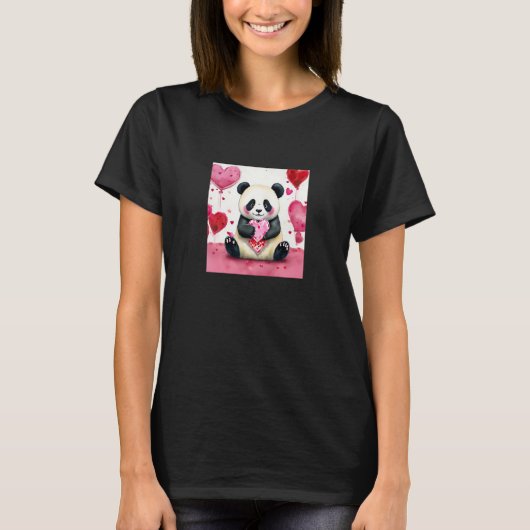 Valentine's Day Love Heart Panda Girlfriend Fiancé T-shirt (Voorkant)