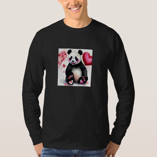 Valentine's Day Love Heart Panda Girlfriend Fiancé T-shirt (Voorkant)